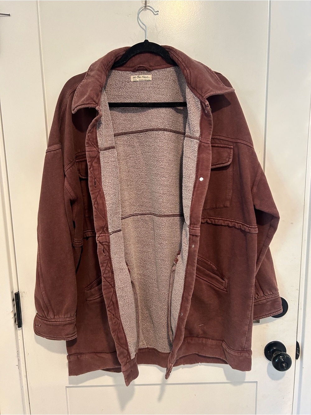 Free People Dawson Chore Jacket in Washed Chocolate Brown Size Medium - Picture 10 of 13